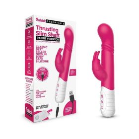 Rabbit Essentials Thrusting Slim Shaft Rabbit Vibrator Pink