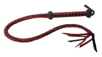 Premium Red And Black Leather Whip