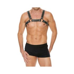 Premium Leather D-ring Zipper Bulldog Harness S/m Black