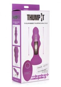 7x Slim Ribbed Thumping Silicone Anal Plug