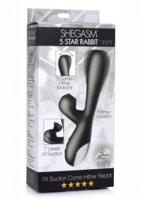 Shegasm 5 Star 7x Suction Come-hither Silicone Rabbit - Black