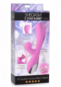 Shegasm 5 Star 7x Suction Come-hither Silicone Rabbit - Pink