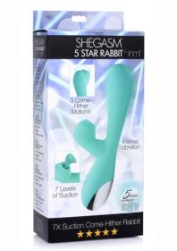 Shegasm 5 Star 7x Suction Come-hither Silicone Rabbit - Teal