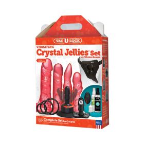 Vac-U-Lock Vibrating Crystal Jellies Set with Remote - Pink