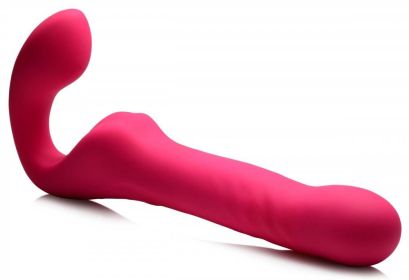 Mighty-Thrust Thrusting and Vibrating Strapless Strap-on With Remote - Pink