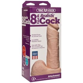 Vac-U-Lock 8 Inch Realistic Cock - White